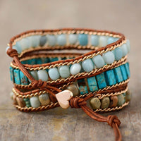Jasper & Amazonite Wrap Bracelet - Womens Bracelets Crystal Bracelet - Allora Jade