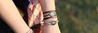 Natural Labradorite Charm Wax Cord Wrap Bracelet - 2 colours - Womens Bracelets Crystal Bracelet - Allora Jade