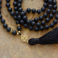 'Chakras' Black Onyx 108 Mala Beads Necklace - Womens Necklaces Crystal Necklace - Allora Jade