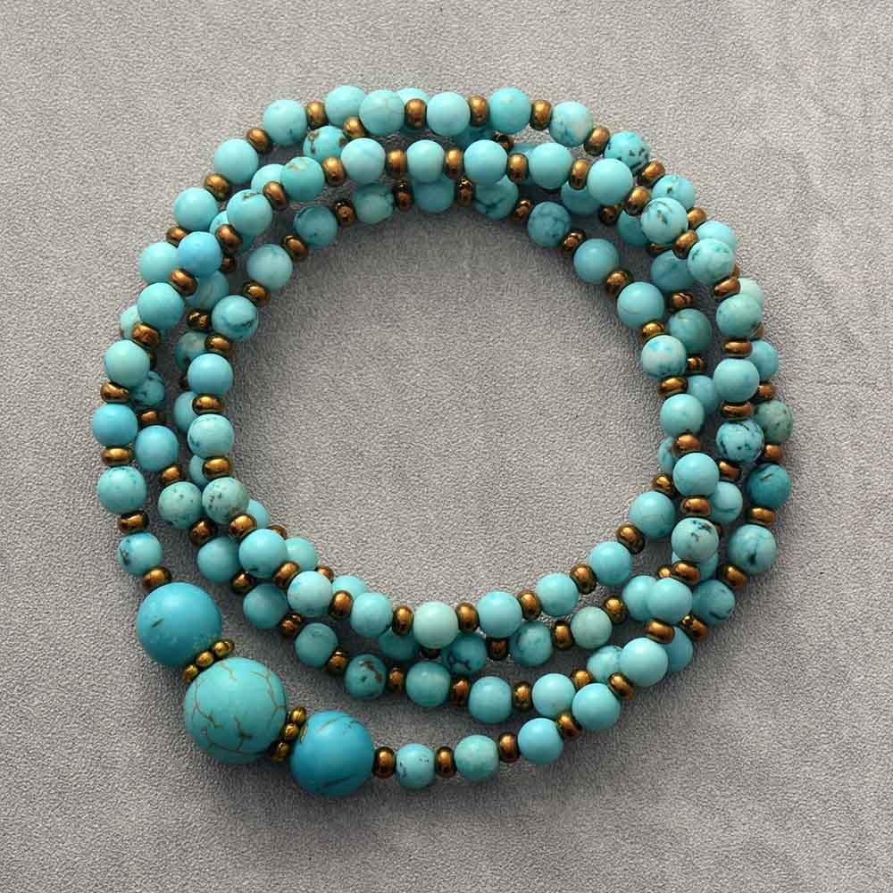 Turquoise Wrap Bracelet–Necklace Handmade Crystal Jewellery