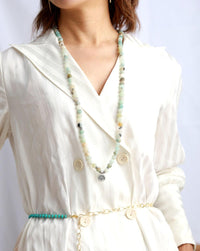 'Lotus Charm' & Amazonite Beads Necklace - Womens Necklaces Crystal Necklace - Allora Jade