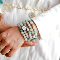 'Lotus Charm' & Amazonite Beads Necklace - Womens Necklaces Crystal Necklace - Allora Jade