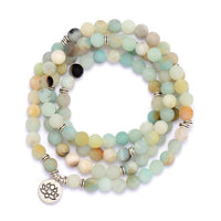 'Lotus Charm' & Amazonite Beads Necklace - Womens Necklaces Crystal Necklace - Allora Jade