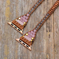 Rose Quartz & Rhodonite Apple Watch Band - Womens Crystal Watch Bands - Allora Jade