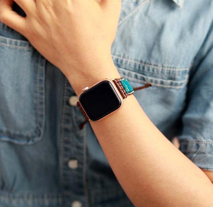 Blue Jasper Beads Apple Watch Band - Womens Crystal Watch Bands - Allora Jade