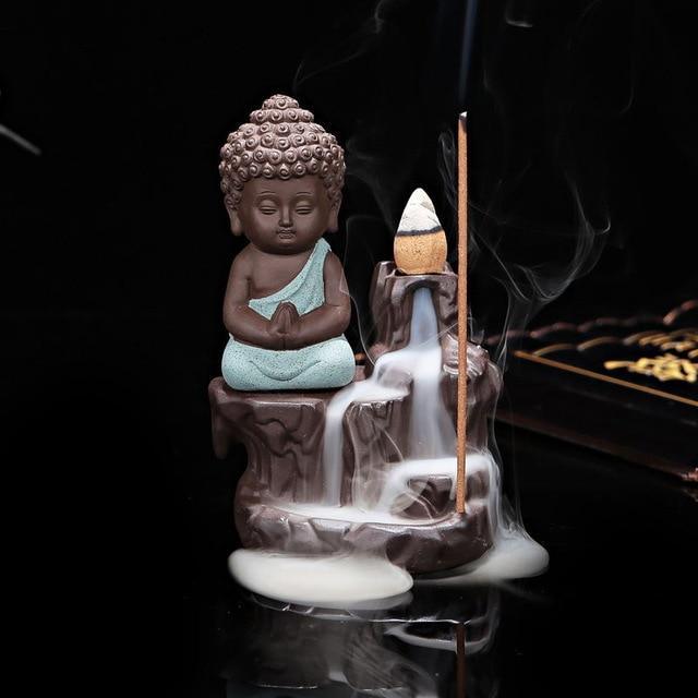 Laughing Buddha Incense Holder Tall Long Stick Ashtray Burner