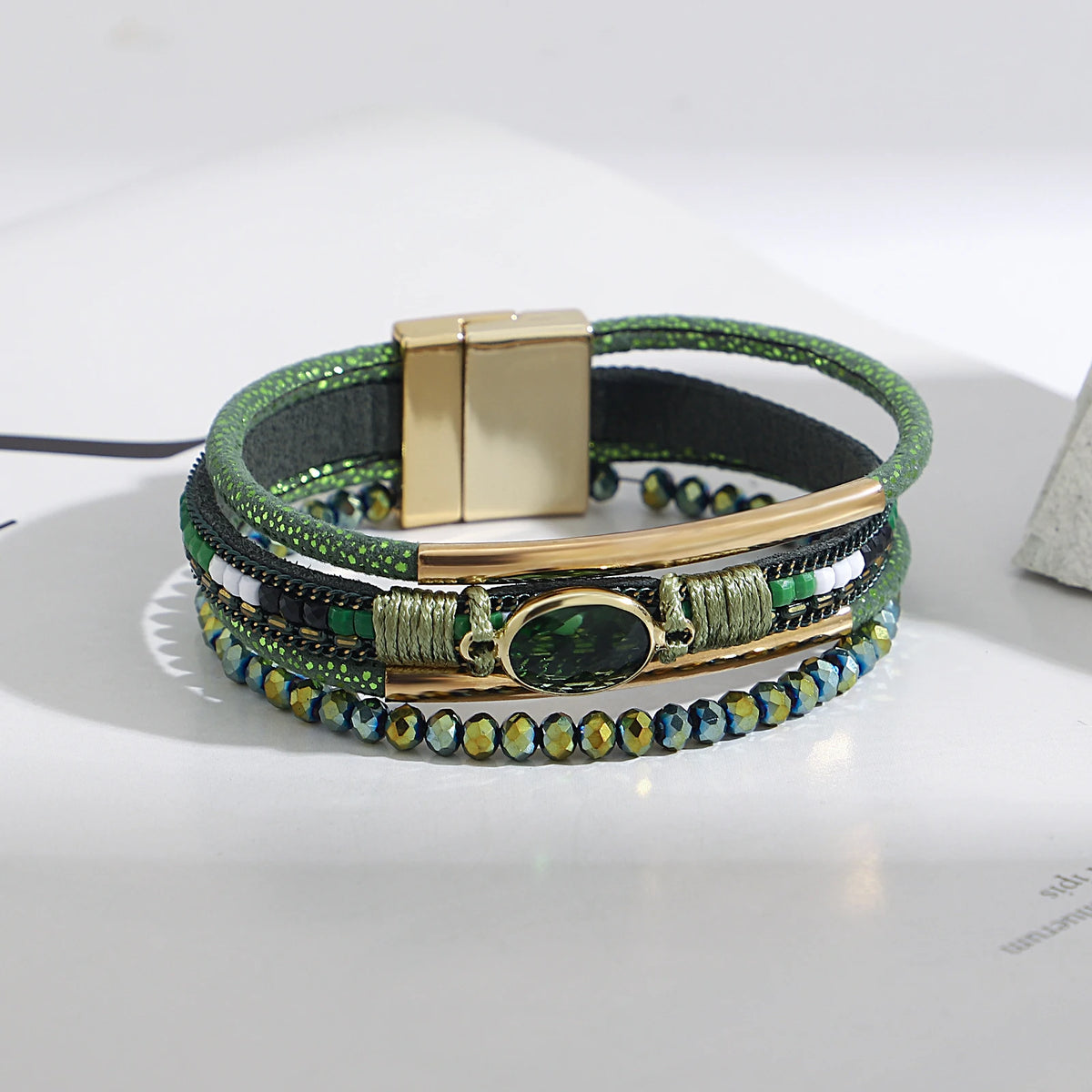 'Bijou' Charm and Beads Cuff Bracelet - green - Allora Jade