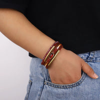 'Bijou' Charm and Beads Cuff Bracelet - red - Allora Jade