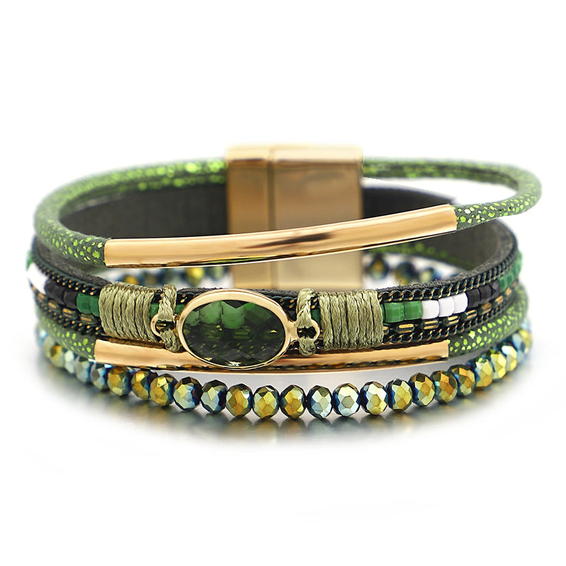 'Bijou' Charm and Beads Cuff Bracelet - green - Allora Jade