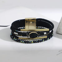 'Bijou' Charm and Beads Cuff Bracelet - black - Allora Jade