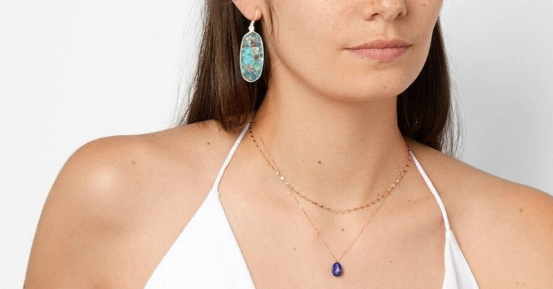 'Dhungal' Natural Turquoise Drop Earrings - ALLORA JADE