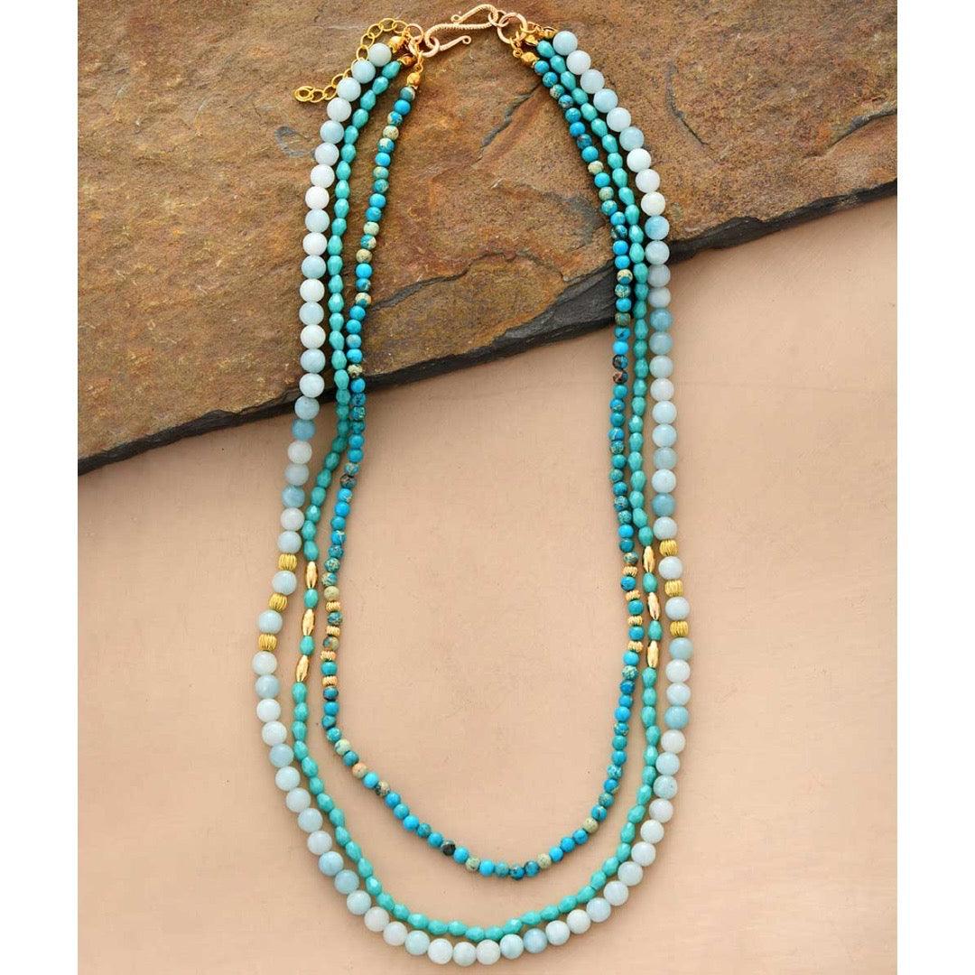 'Garrabari' Amazonite & Jasper Multilayered Necklace - Womens Necklaces Crystal Necklace - Allora Jade