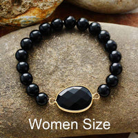 Black Onyx Charm and Beads Stretchy Bracelet - Allora Jade