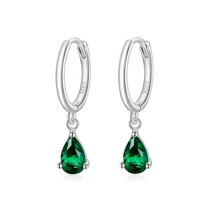 'Water Drop' Green CZ and Sterling Silver Earrings - Allora Jade