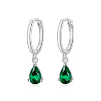 'Water Drop' Green CZ and Sterling Silver Earrings - Allora Jade