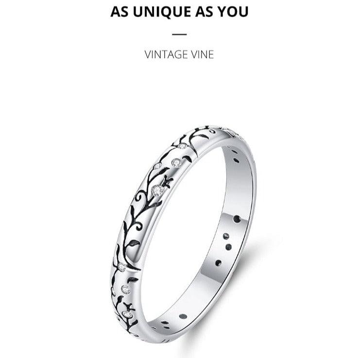 'Vintage Vines' Sterling Silver Ring - Allora Jade
