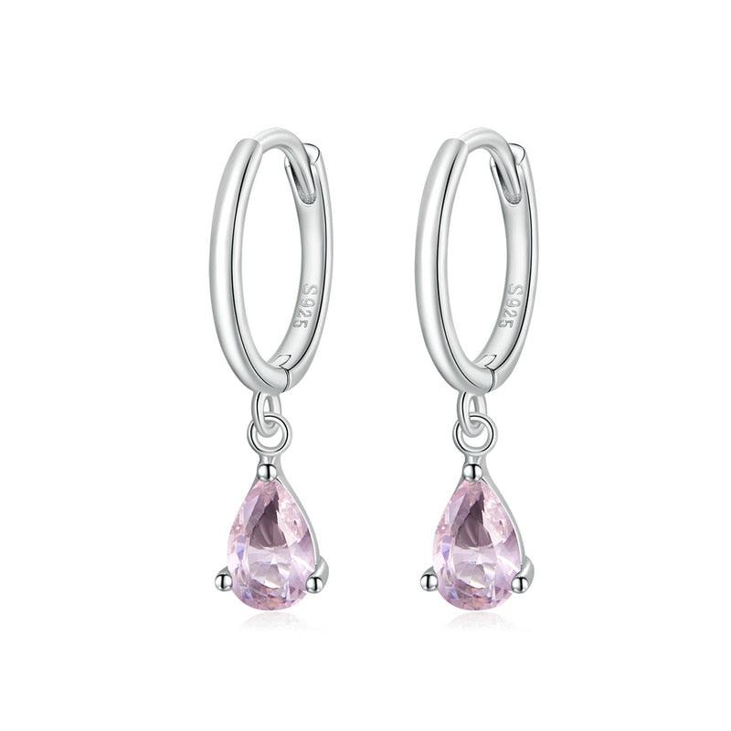 'Water Drop' Pink CZ and Sterling Silver Earrings - Allora Jade