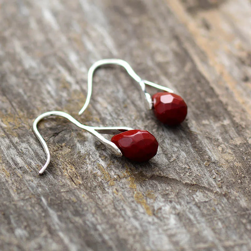 'Baygur' Red Jasper Silver Earrings - Allora Jade