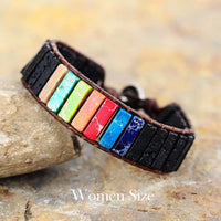 7 Chakras Lava Stone and Jasper Beads Cuff Bracelet | ALLORA JADE