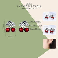 'Cherries' Stud Earrings CZ and Sterling Silver - Sterling Silver Earrings - Allora Jade