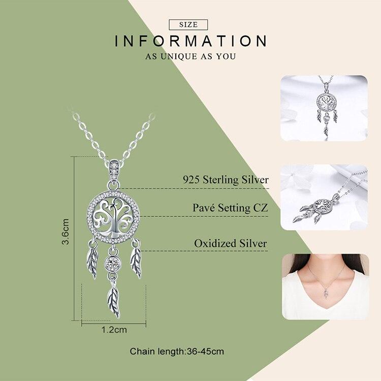 'Tree of Life Dream Catcher' Pendant Necklace CZ and Sterling Silver - Sterling Silver Pendant Necklaces - Allora Jade