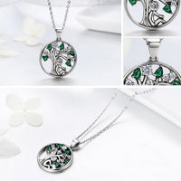 'Peaceful Lucky Tree' Pendant Necklace CZ & Sterling Silver - Sterling Silver Pendant Necklaces - Allora Jade
