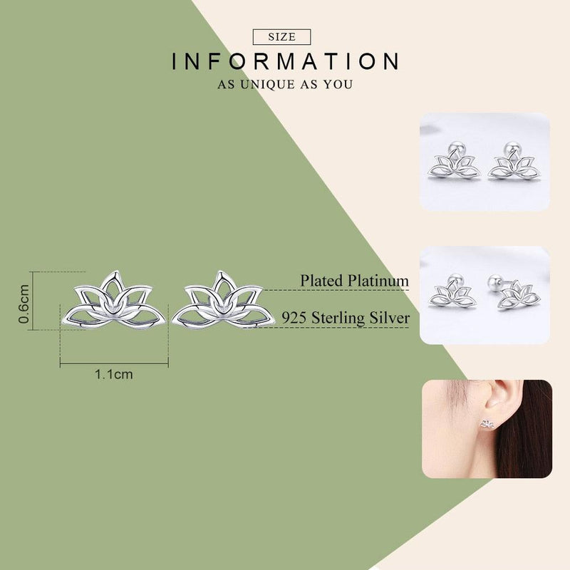 'Lotus Flower' Sterling Silver Stud Earrings - Sterling Silver Earrings - Allora Jade