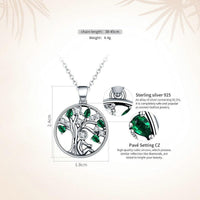 'Peaceful Lucky Tree' Pendant Necklace CZ and Sterling Silver - Allora Jade