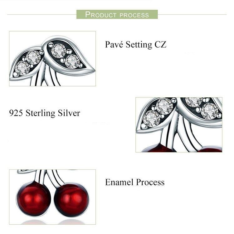 'Cherries' Stud Earrings CZ and Sterling Silver - Sterling Silver Earrings - Allora Jade