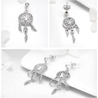 'Tree of Life Dream Catcher' CZ and Sterling Silver Drop Earrings - Allora Jade