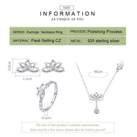 'Lotus Flower' Sterling Silver and CZ Jewellery Set - Sterling Silver Jewellery Sets - Allora Jade