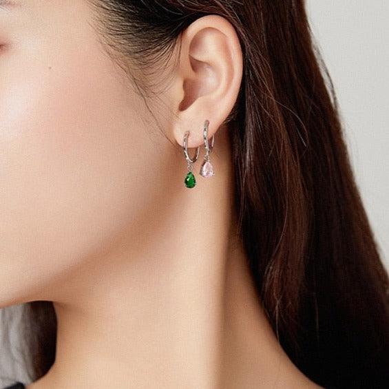'Water Drop' CZ and Sterling Silver Earrings - Allora Jade