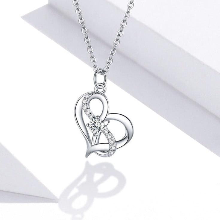 'Forever Love' CZ & Sterling Silver Heart Pendant Necklace - Sterling Silver Pendant Necklaces - Allora Jade