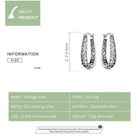 'Vintage Vine' Sterling Silver Hoop Earrings - Sterling Silver Earrings - Allora Jade