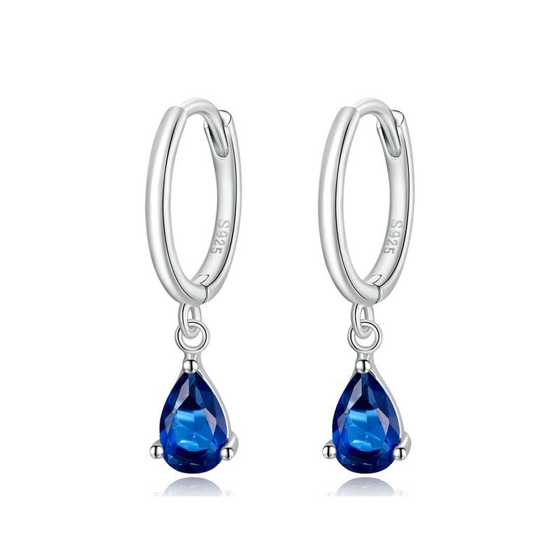 'Water Drop' Blue CZ and Sterling Silver Earrings - Allora Jade