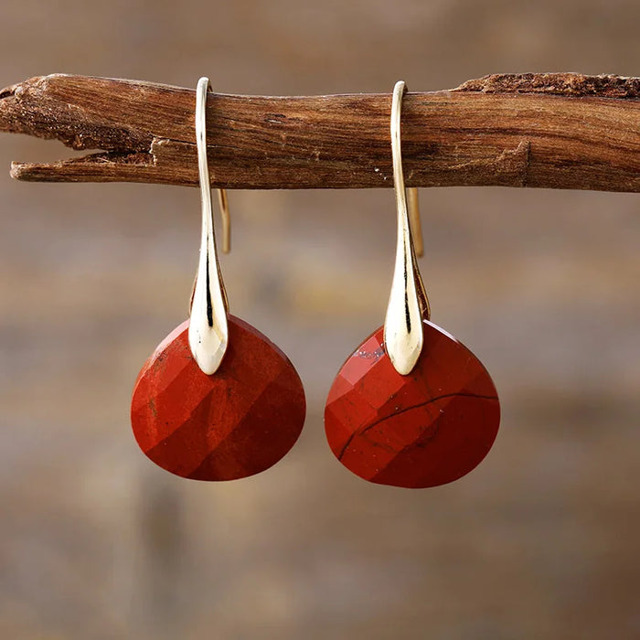 Red Jasper Faceted Drop Earrings - gold - ALLORA JADE