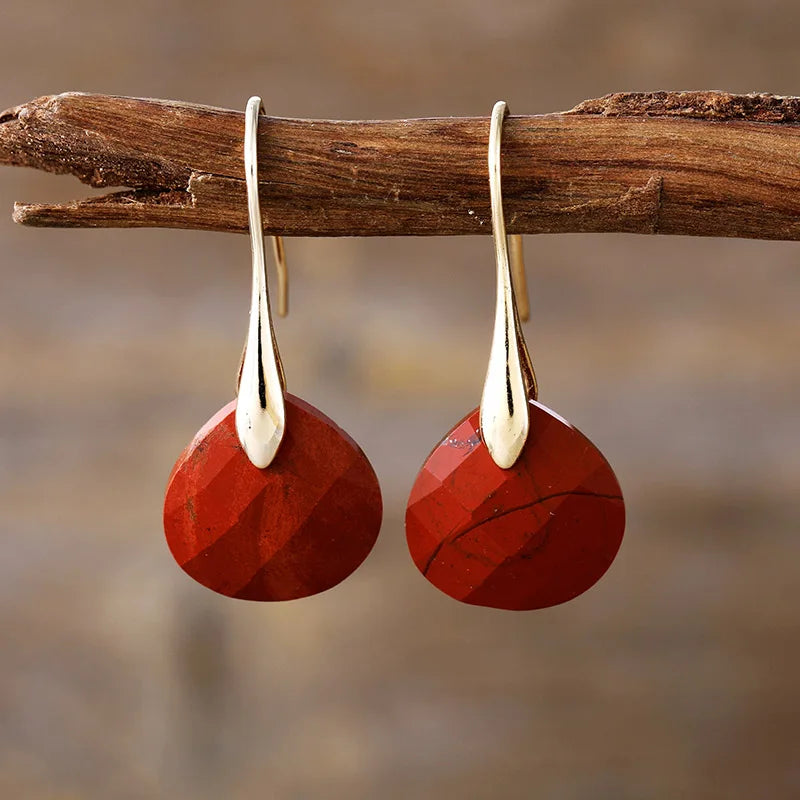 Red Jasper Faceted Drop Earrings - gold - ALLORA JADE