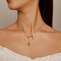 'Hummingbird' Pendant Necklace CZ and Sterling Silver - Sterling Silver Necklaces - Allora Jade