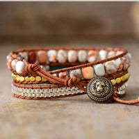Earthy Jasper with Turquoise Charm Wrap Bracelet | ALLORA JADE