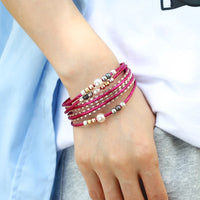 'Girinya' Pearl Beads Cuff Bracelet - berry - women's bracelet | Allora Jade