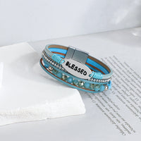 'Blessed' Charm Cuff Bracelet - blue - Women's Bracelet - ALLORA JADE