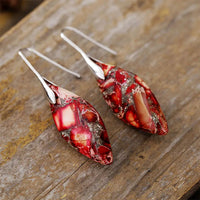 'Jasper' Leaf silver Dangle Earrings - red | dangle earrings | Allora Jade