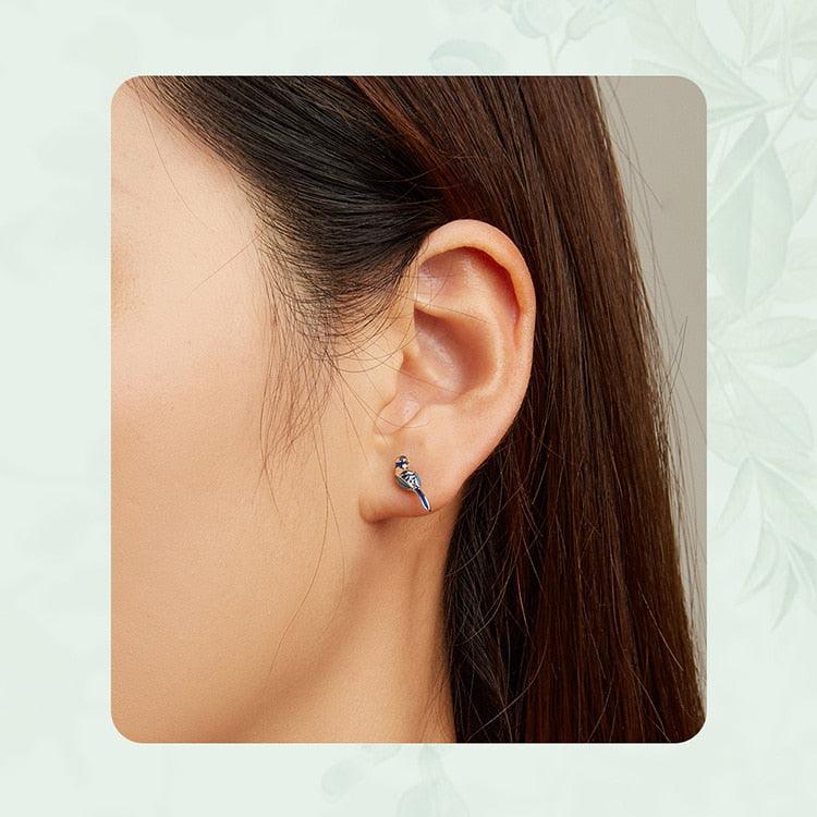 'Blue Bird' Sterling Silver and CZ Stud Earrings - Allora Jade
