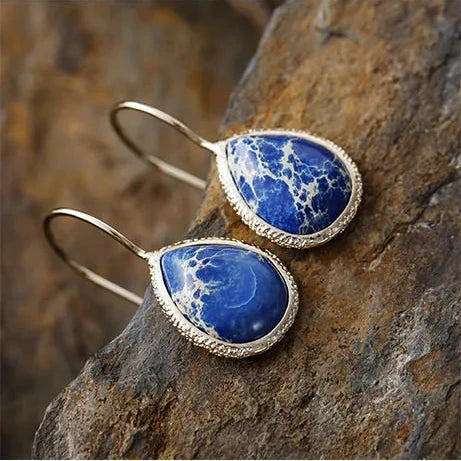 'Yuriyawi' Blue Jasper Earrings - Women's Drop Earrings - ALLORA JADE