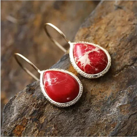 'Yuriyawi' Red Jasper Earrings - Women's Drop Earrings - ALLORA JADE