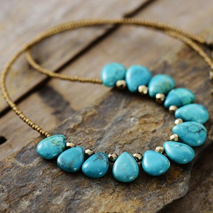 'Kaya' Turquoise and Seed Beads Necklace - Womens Necklaces Crystal Necklace - Allora Jade