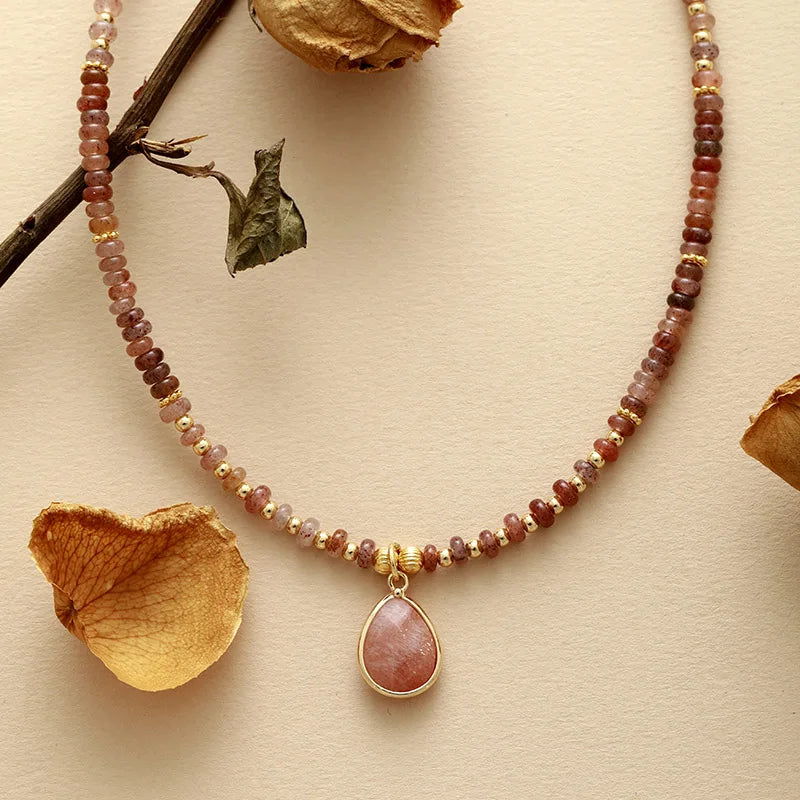 'Aluka' Pink Jade Charm and Beads Choker Necklace - Allora Jade