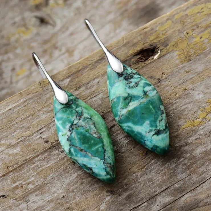 'Jasper' Leaf Dangle Earrings - green - women's earrings - ALLORA JADE