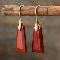 'Wiluray' Red Jasper Gold Drop Earrings - Womens Earrings Crystal Earrings - Allora Jade