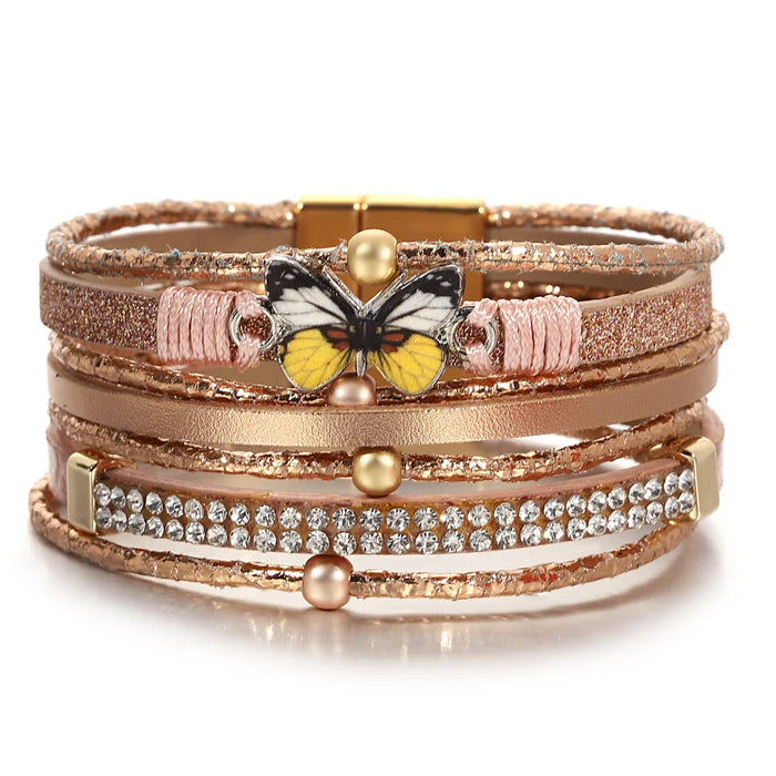 'Butterfly' Charm Cuff Bracelet - rose gold | charm bracelet | Allora Jade